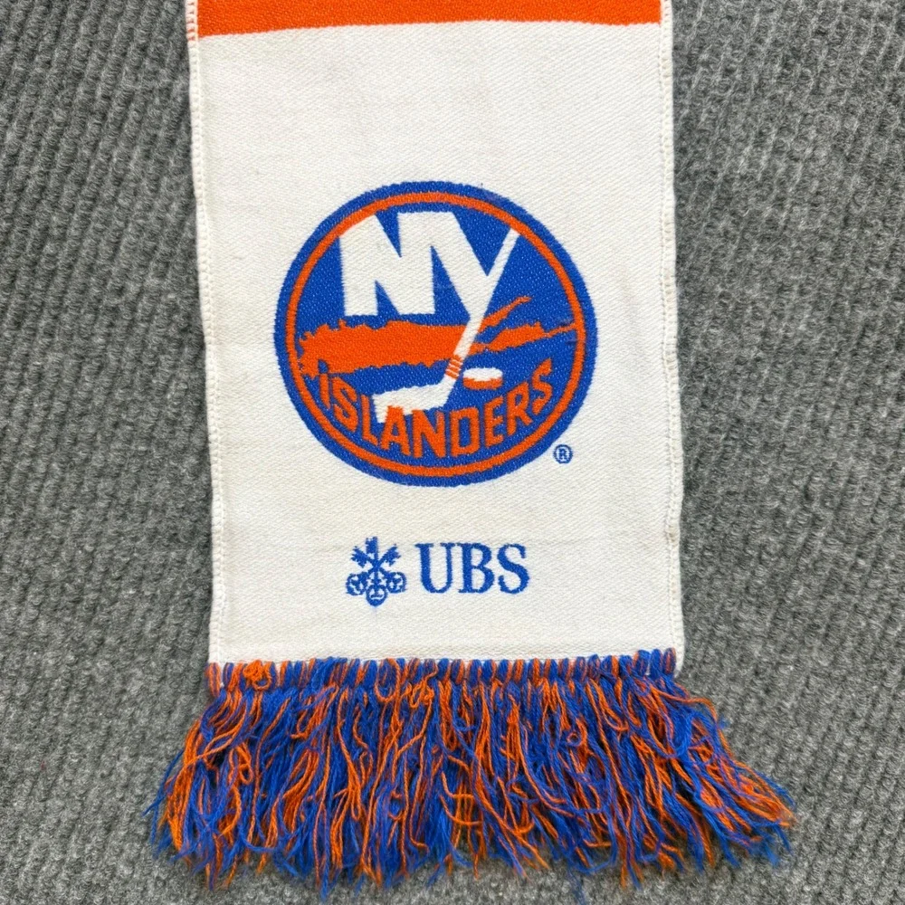 New York Islanders NHL Hockey Scarf Blue Orange White UBS Fringed Fan Gear
